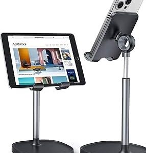 LISEN Cell Phone Stand Adjustable for iPhone Phone Holder for Desk, Office Desk Accessories Computer PC for iPhone Stand Gaming Essentials Fit Otterbox Case Phones Switch Kindle iPad Air Tablet 4-10in