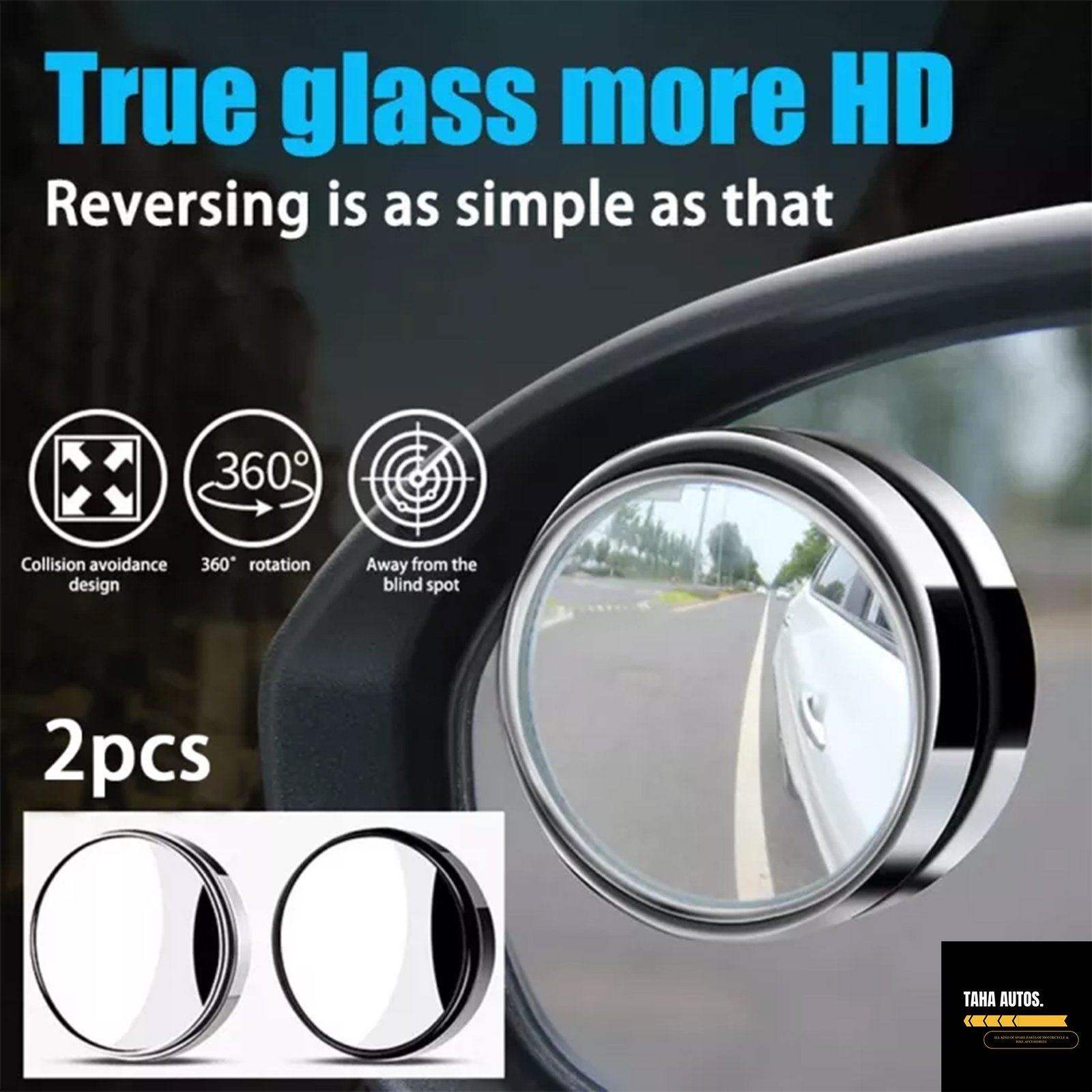 Car Round Mirror Original Glass Rear view Blind spot Mirror Wide-angle lens - 2 pcs - Image 5