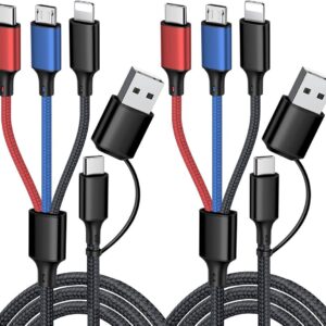 Puxnoin Multi Charging Cable 5 in 1, 2Pack 4FT USB C Multi Charger Cable Universal Multiple Charging Cord