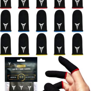 6 Pack Mobile Phone Gaming Finger Sleeves, Nuozme Finger Sleeves Compatible with All Touchscreen Devices, 0.15mm Superconducting Nanofibers, Smooth Feel, Anti-Sweat, Extremely Thin, Red Edge